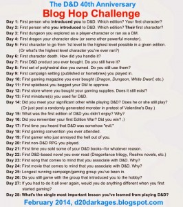 D&D 40th Anniversary Blogging Challenge List of Questions