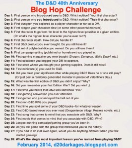 D&D 40th Anniversary Blogging Challenge List of Questions 