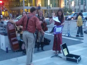 The group is called "One Man Band" Three women and one man.