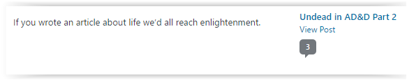 Comment suggesting I write about life.