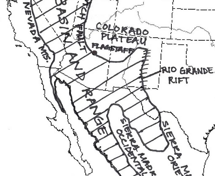 Basin and Range Province Boundaries and Landmarks